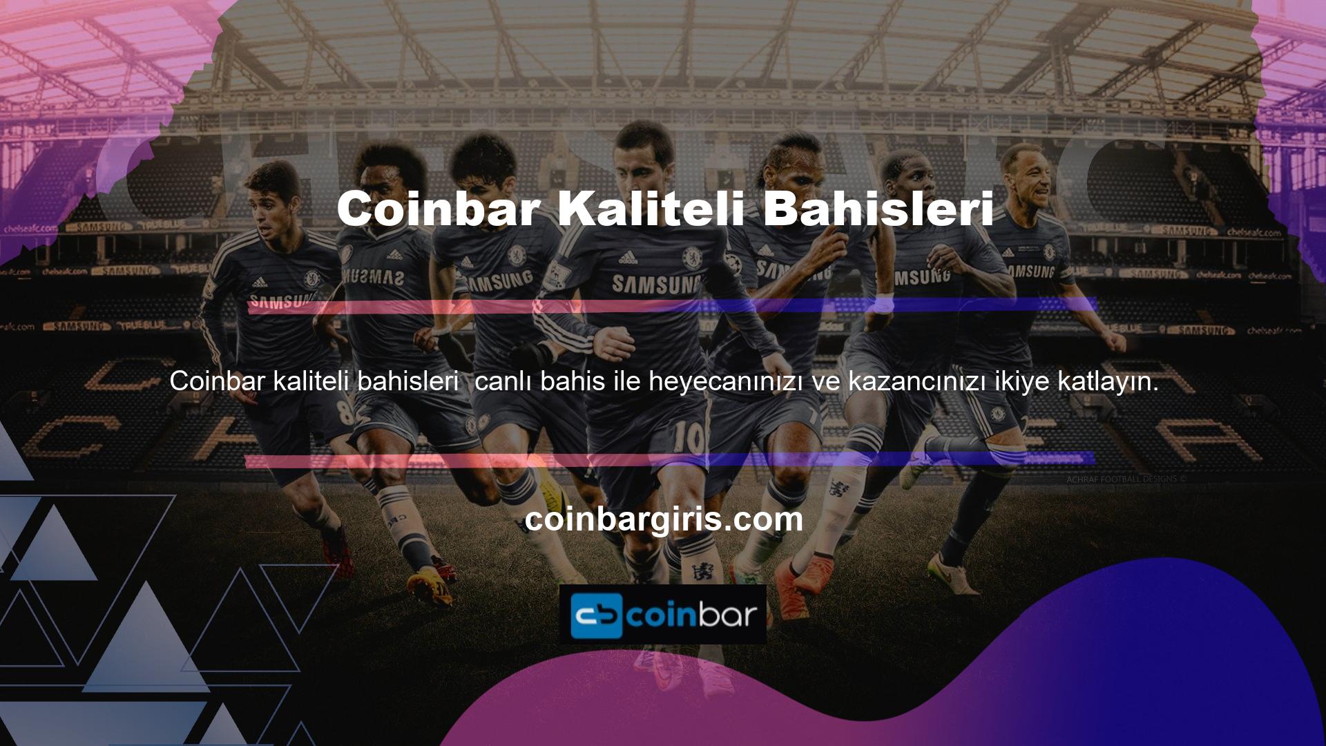 Coinbar kaliteli bahislerinde oyunlar bölümünün yanı sıra canlı futbol bahisleri de bulunmaktadır